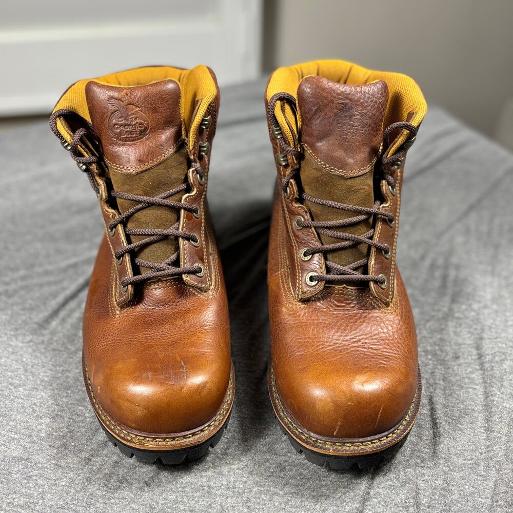 Georgia 6" Safety Work Boots Mens 13M Brown G7102 Waterproof Logger Vibram Sole
